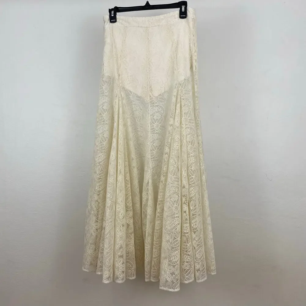 Free People Beat Of The Moment Maxi Skirt - Ivory - Size 6